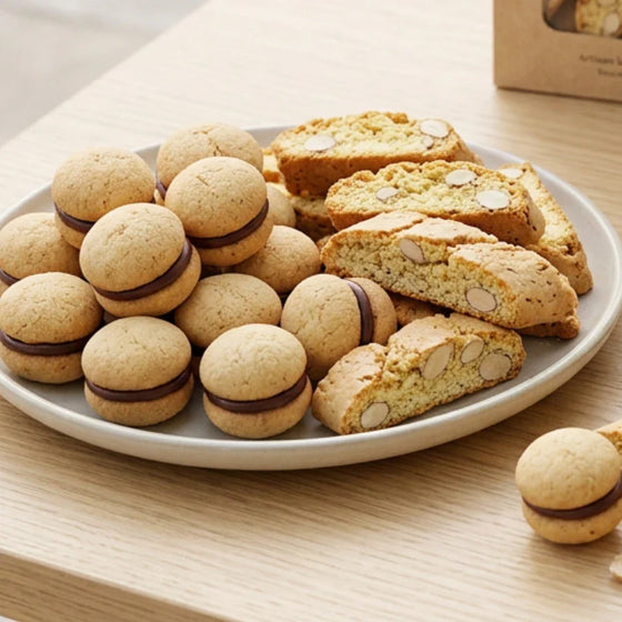 Auswahl italienische Biscotti — Baci di Dama und Cantuccini