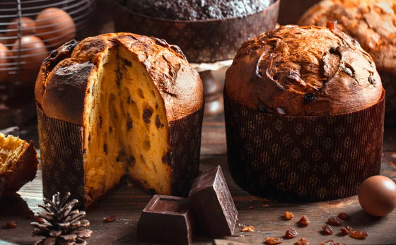 Flamigni Panettone angeschnitten mit Sultaninen und kandierten Früchten