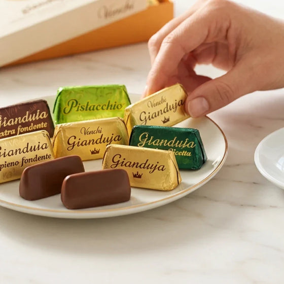 Auswahl Gianduja Giandujotti Pralinen von Venchi aus Turin