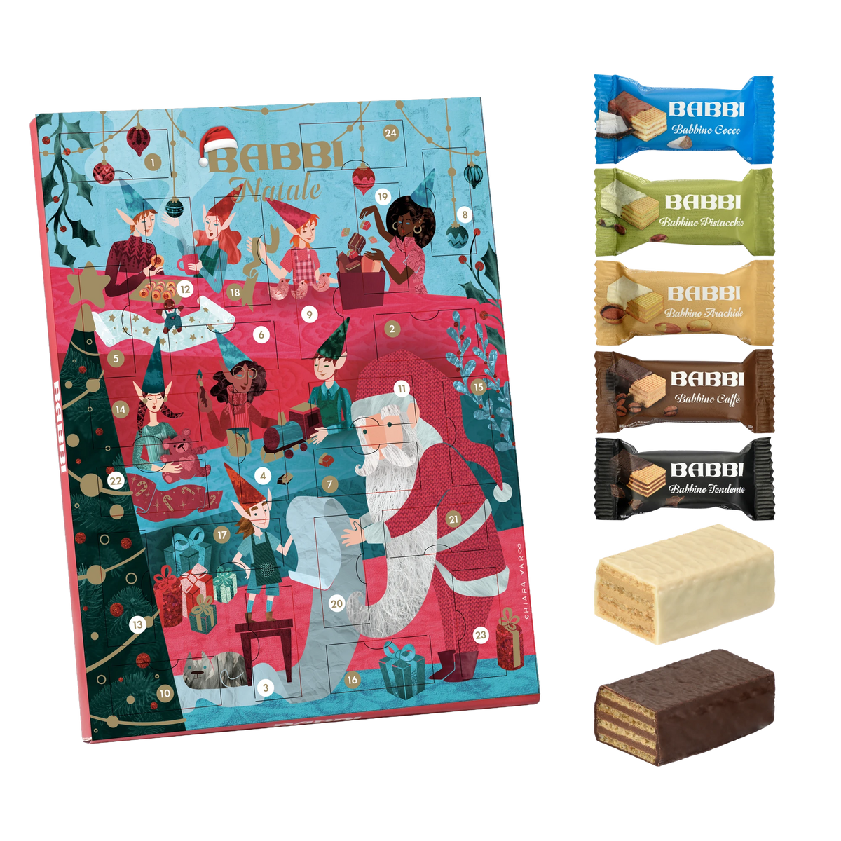 Babbi Adventskalender mit 7 Babbino-Sorten – Set