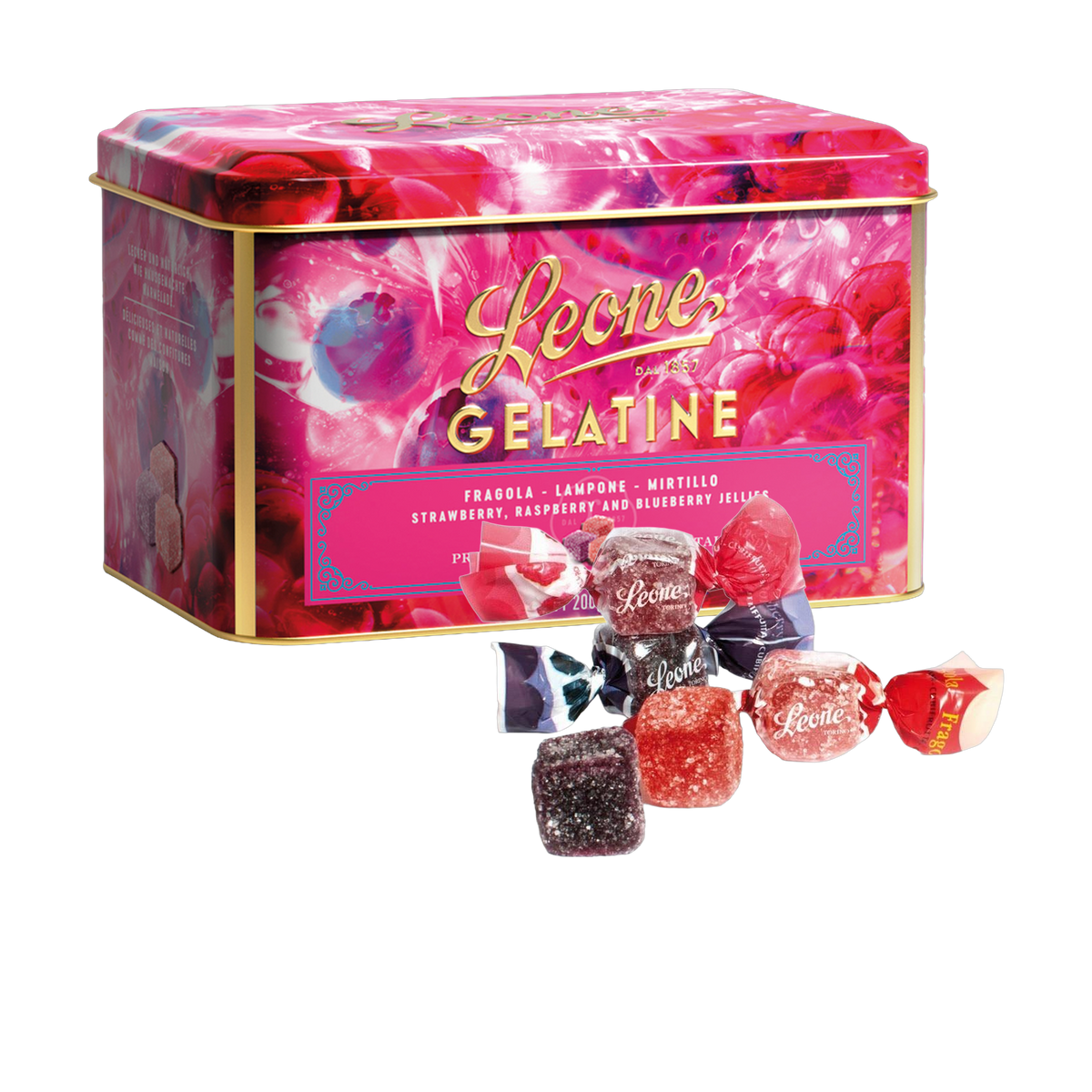 Cellini Gelée Beeren-Mix, Dose mit Bonbons
