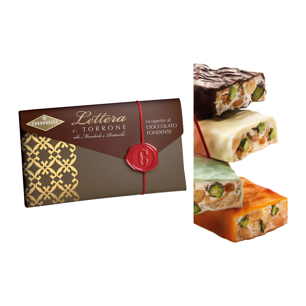 Condorelli Lettera di Torrone Ricoperto al Cioccolato Fondente