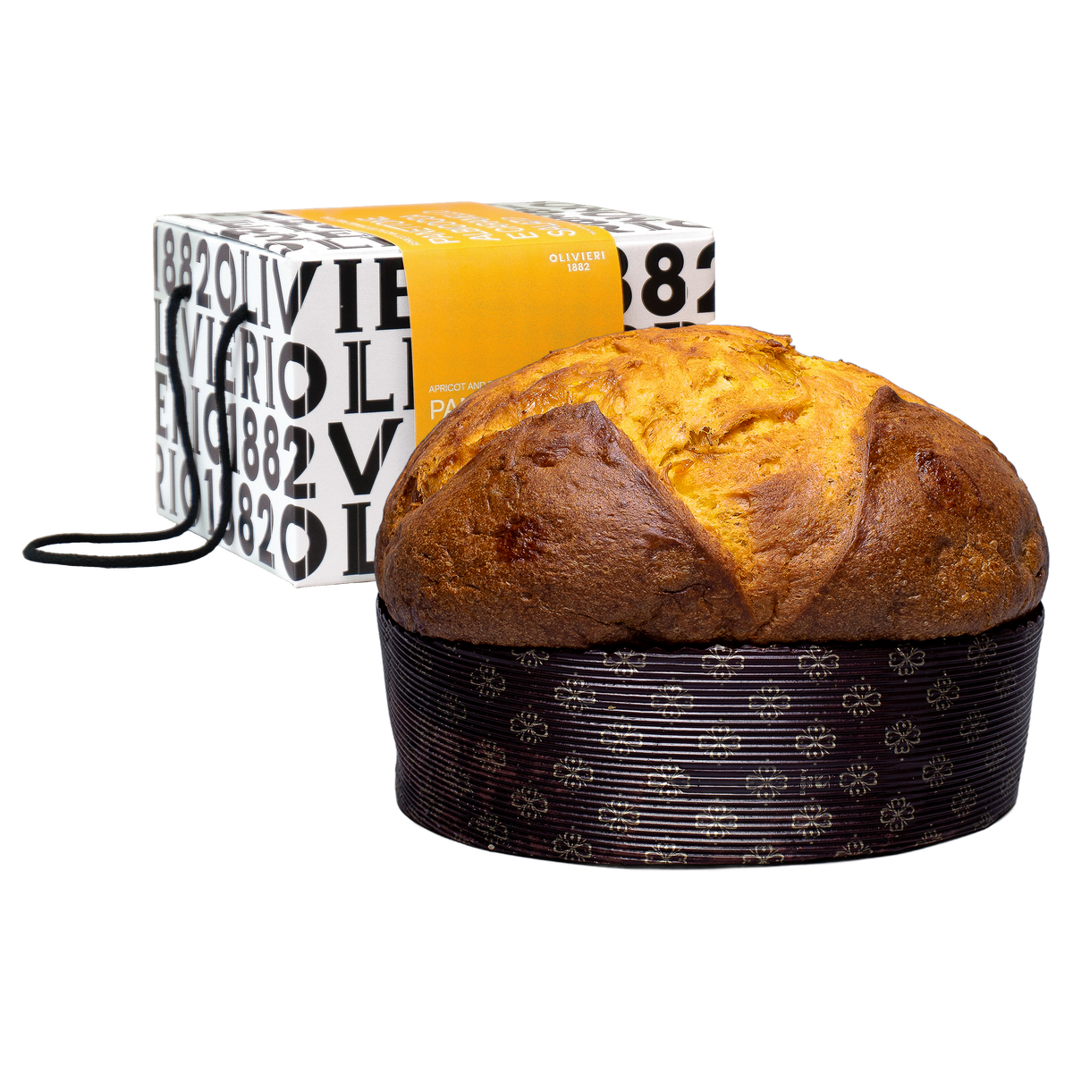 Olivieri 1882 Panettone Albicocca e Caramello Salato 1 kg mit Geschenkkarton