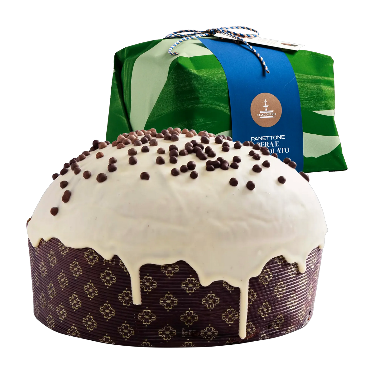 Fiasconaro Panettone Pera e Cioccolato 1kg - Verpackung und Kuchen