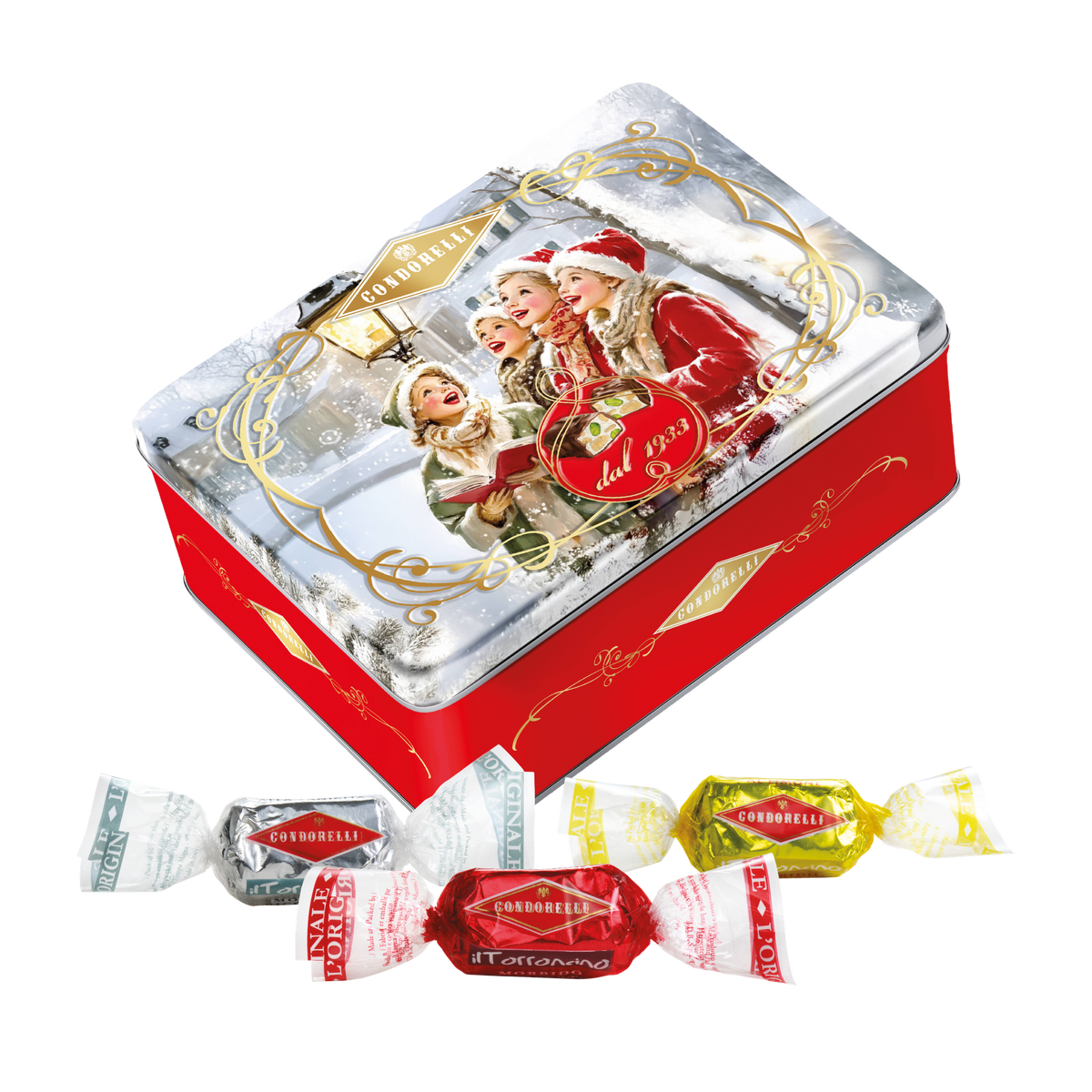 Condorelli Torroncini Nougat-Pralinen, Dose Rosso der Linea Dal 1933
