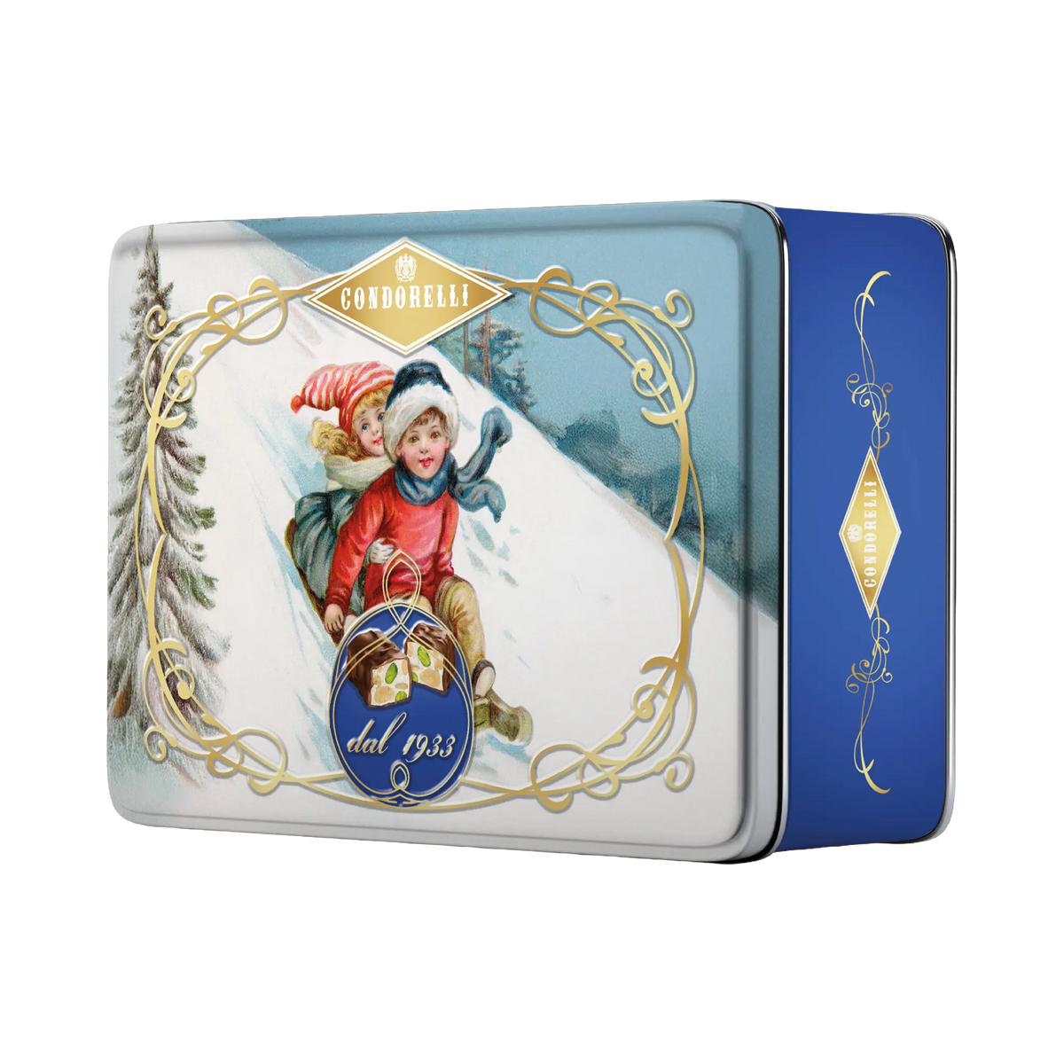 Condorelli Torroncini Nougat-Pralinen, Dose Blu der Linea Dal 1933 – Produktansicht 2