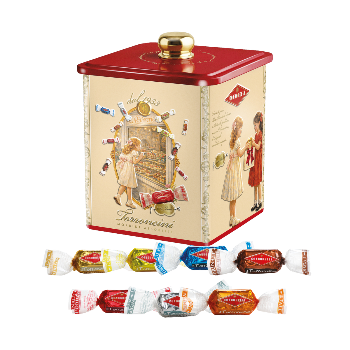 Condorelli Torroncini morbidi assortiti Latta 250g – Dose mit 7 Torroncini-Sorten