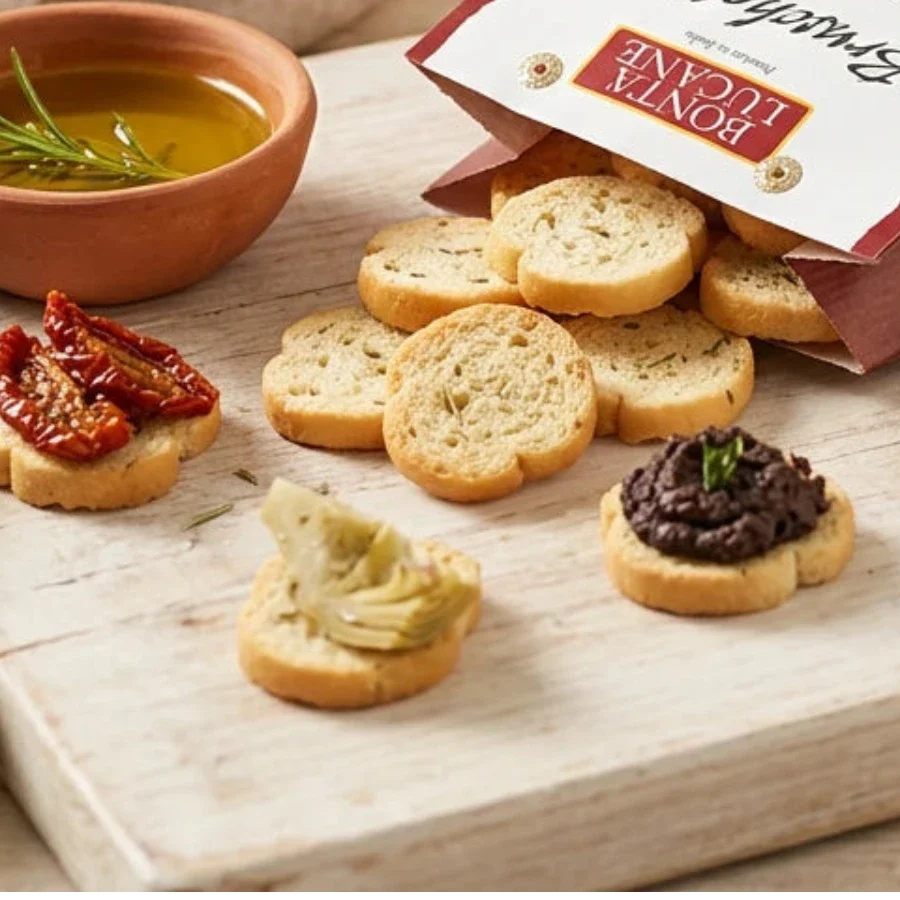 Auswahl Bruschettine mit Antipasti — Bontà Lucane