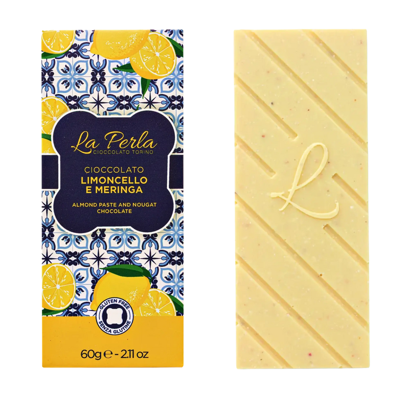 La Perla weiße Tafelschokolade mit Limoncello und Baiser 60g