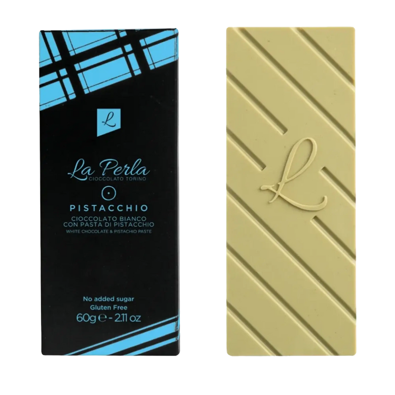 La Perla weiße Tafelschokolade ohne Zucker mit Pistazien 60g
