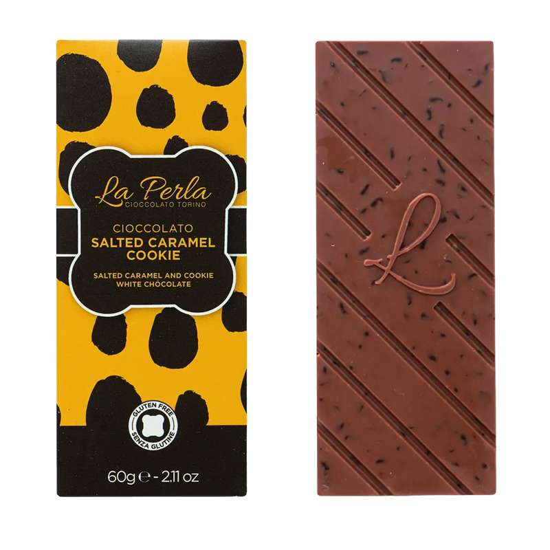 La Perla weiße Tafelschokolade Salzkaramell Cookies 60g