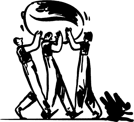 Cellini Illustration: drei Träger mit Kaffeebohne – Herkunft und Handwerk