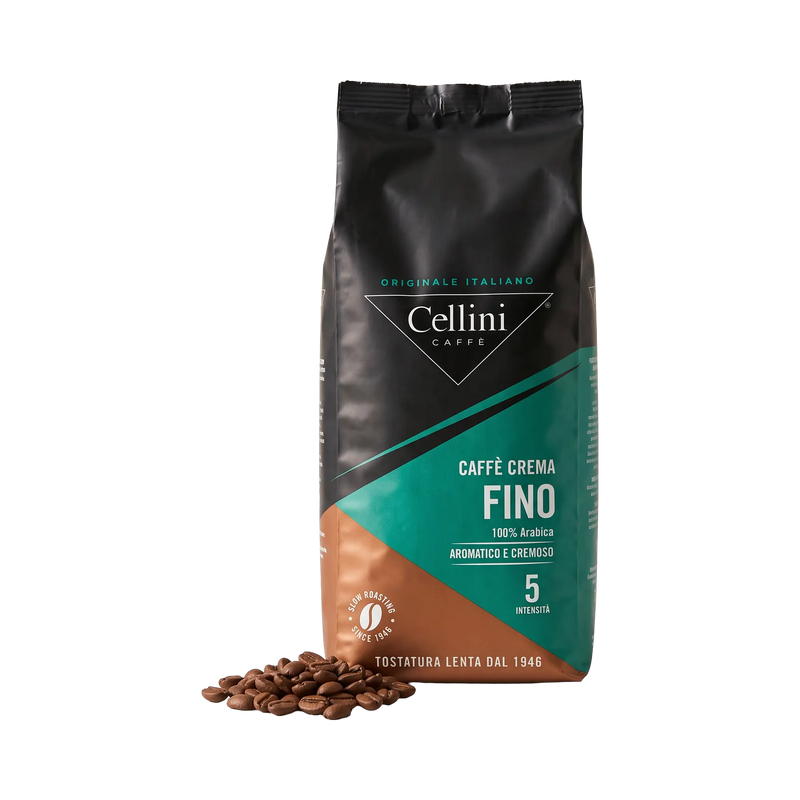 Cellini Caffè Crema Fino Bohnen 1 kg – Beutel mit ganzen Kaffeebohnen