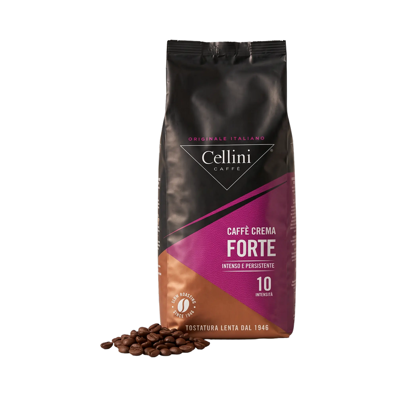 Cellini Caffè Crema Forte Bohnen 1 kg – Beutel mit ganzen Kaffeebohnen
