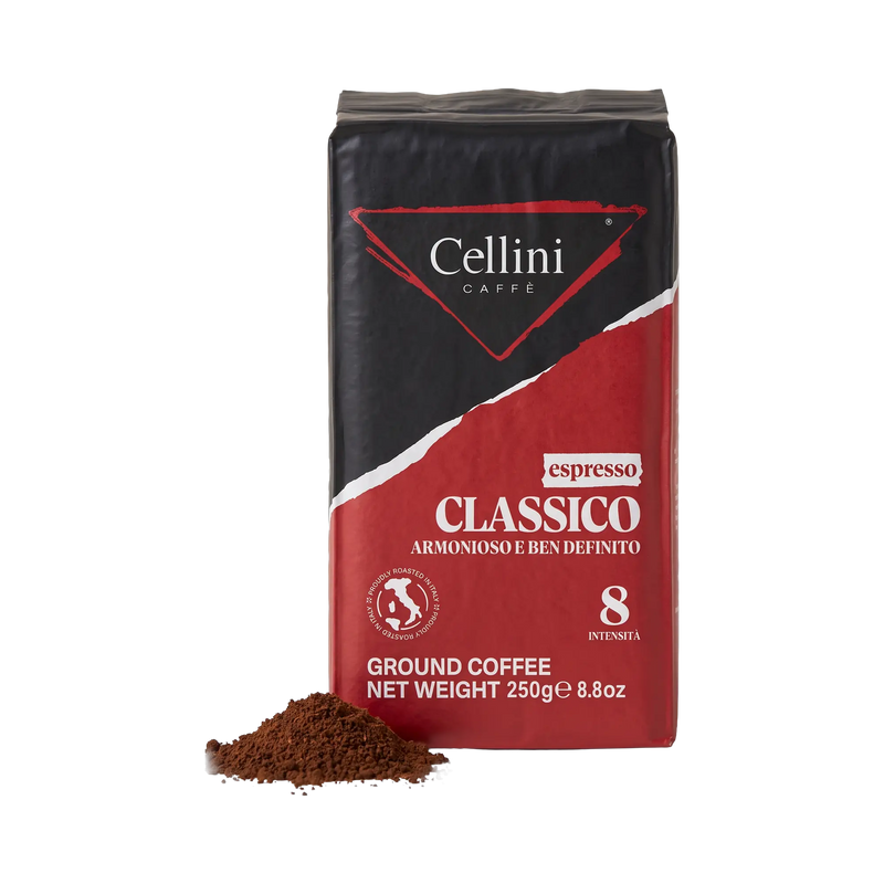 Cellini Espresso Classico gemahlen 250 g – Vakuumpackung mit gemahlenem Kaffee