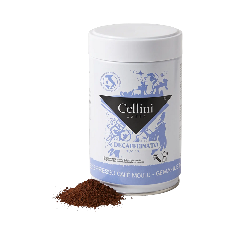 Cellini Espresso Premium Decaffeinato gemahlen 250 g – Dose mit gemahlenem Kaffee
