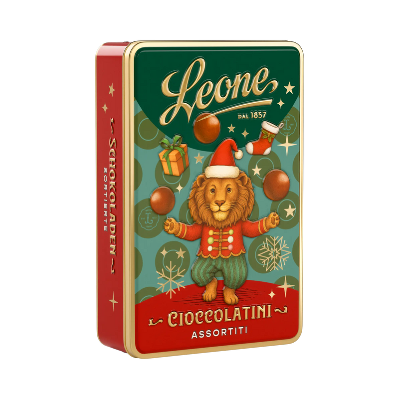 Leone Zartbitter-Pralinenauswahl Weihnachtsdose