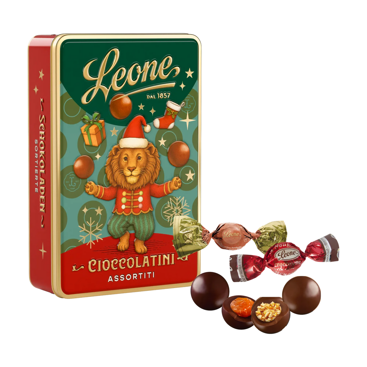 Leone Zartbitter-Pralinenauswahl Weihnachtsdose