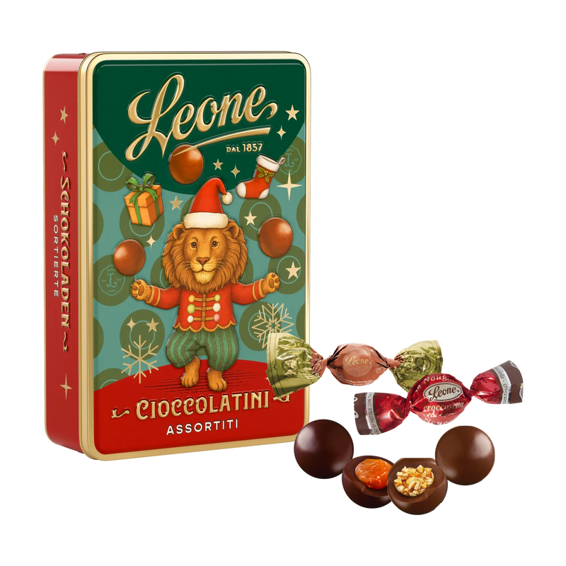 Leone Zartbitter-Pralinenauswahl Weihnachtsdose