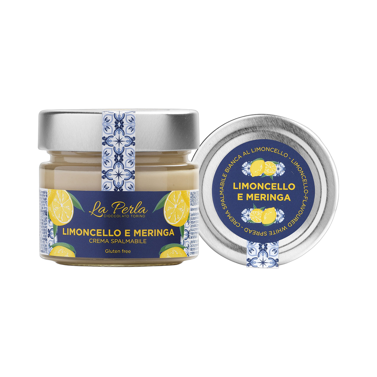 La Perla Crema Spalmabile Limoncello e Meringa 150 g - Glas mit Deckel