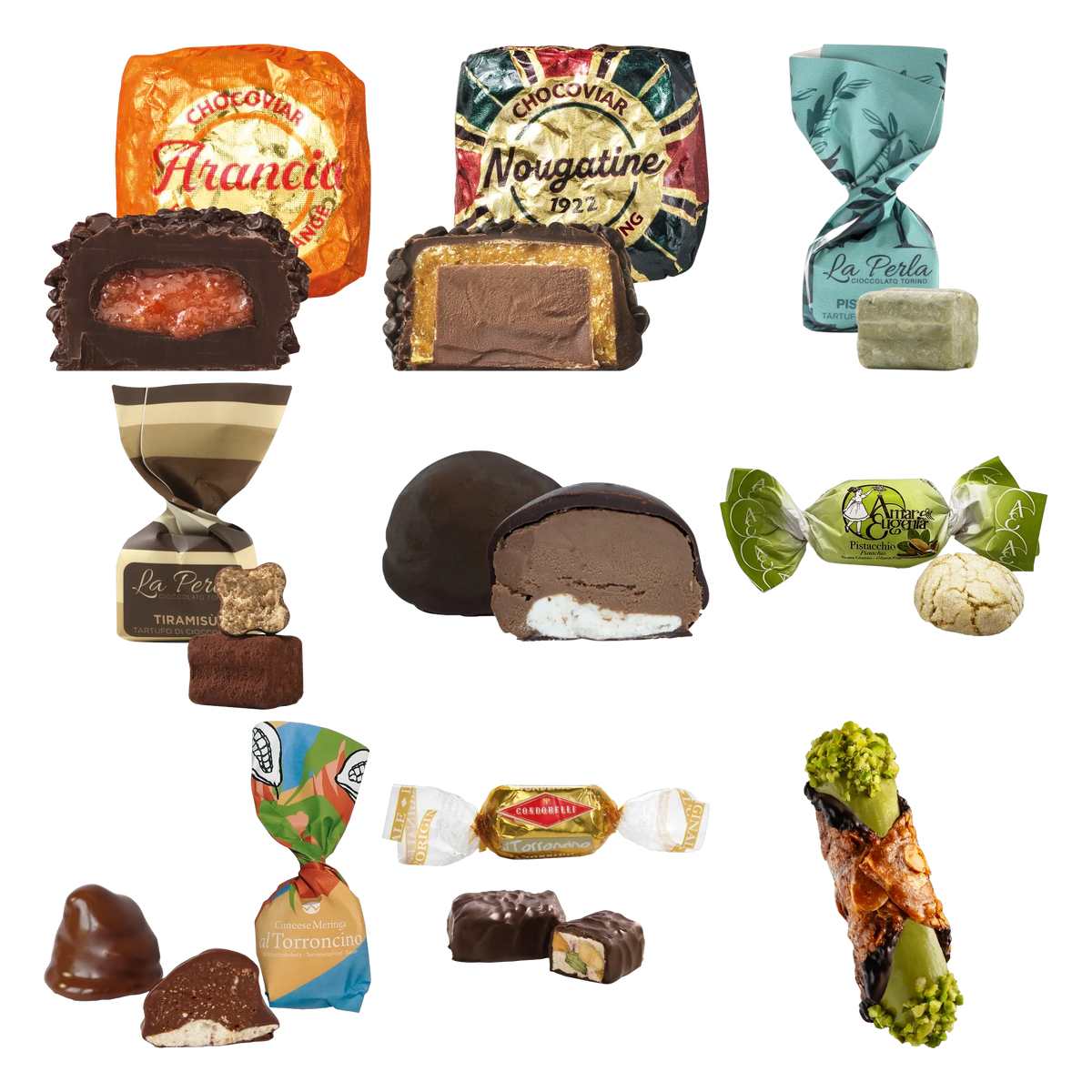 Dolce Vita Herbst Mix Sortiment – kuratierte Auswahl (Chocoviar Arancia & Nougatine, La Perla, Cuneesi, Condorelli, Amaretti Eugenia, Cannolo)