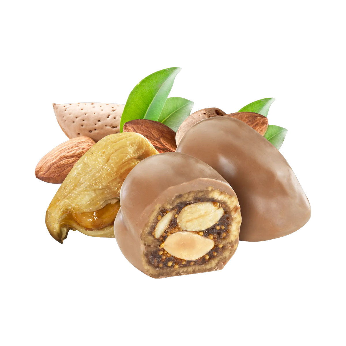 Sgambelluri Feigen mit karamellisierten Mandeln und Milchschokoladenüberzug