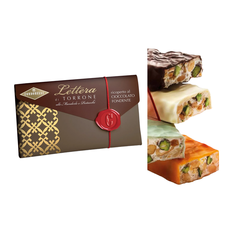 Condorelli Lettera di Torrone Ricoperto al Cioccolato Fondente