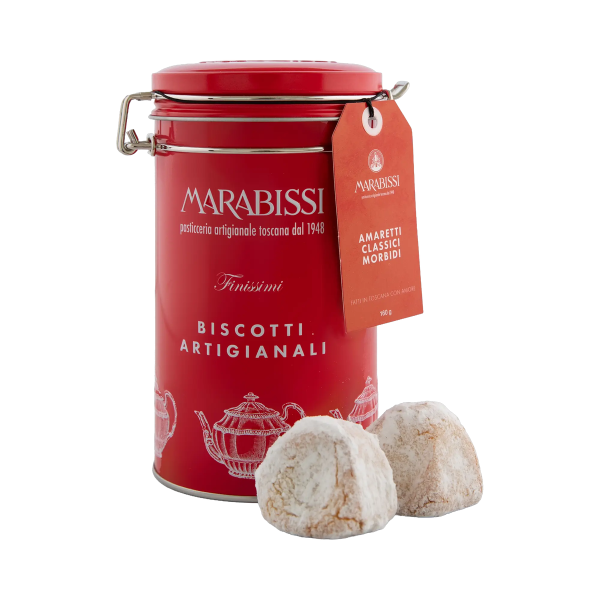 Amaretti Morbidi alla Mandorla in der roten Weihnachtsdose von Marabissi