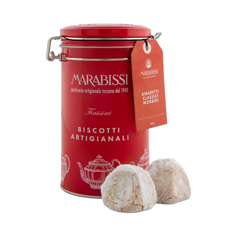 Amaretti Morbidi alla Mandorla in der roten Weihnachtsdose von Marabissi