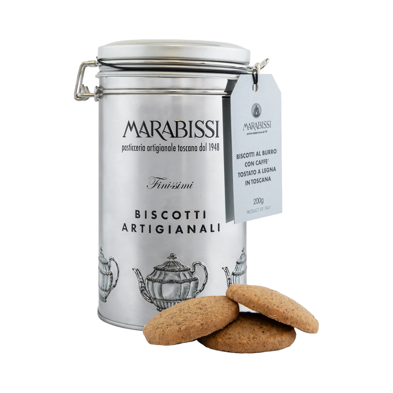 Kaffee-Butterkekse von Marabissi in der silbernen Dose