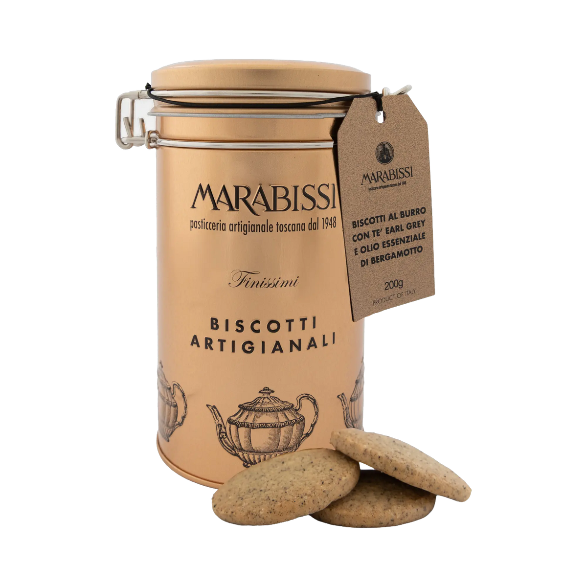 Earl Grey Butterkekse von Marabissi in der Bronzedose