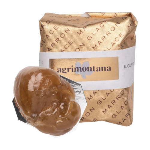 Marrons glacés von Agrimontana – glasierte Marone vor der goldenen Einzelverpackung