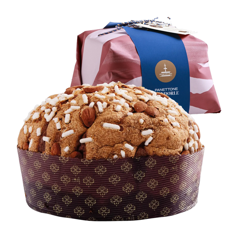 Fiasconaro Panettone Mandorle 1kg - Verpackung und Kuchen