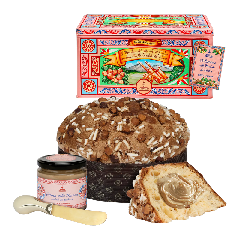 Fiasconaro Panettone alle Nocciole Sicilia Dolce & Gabbana 1kg - Dose, Kuchen und Crema alla Manna