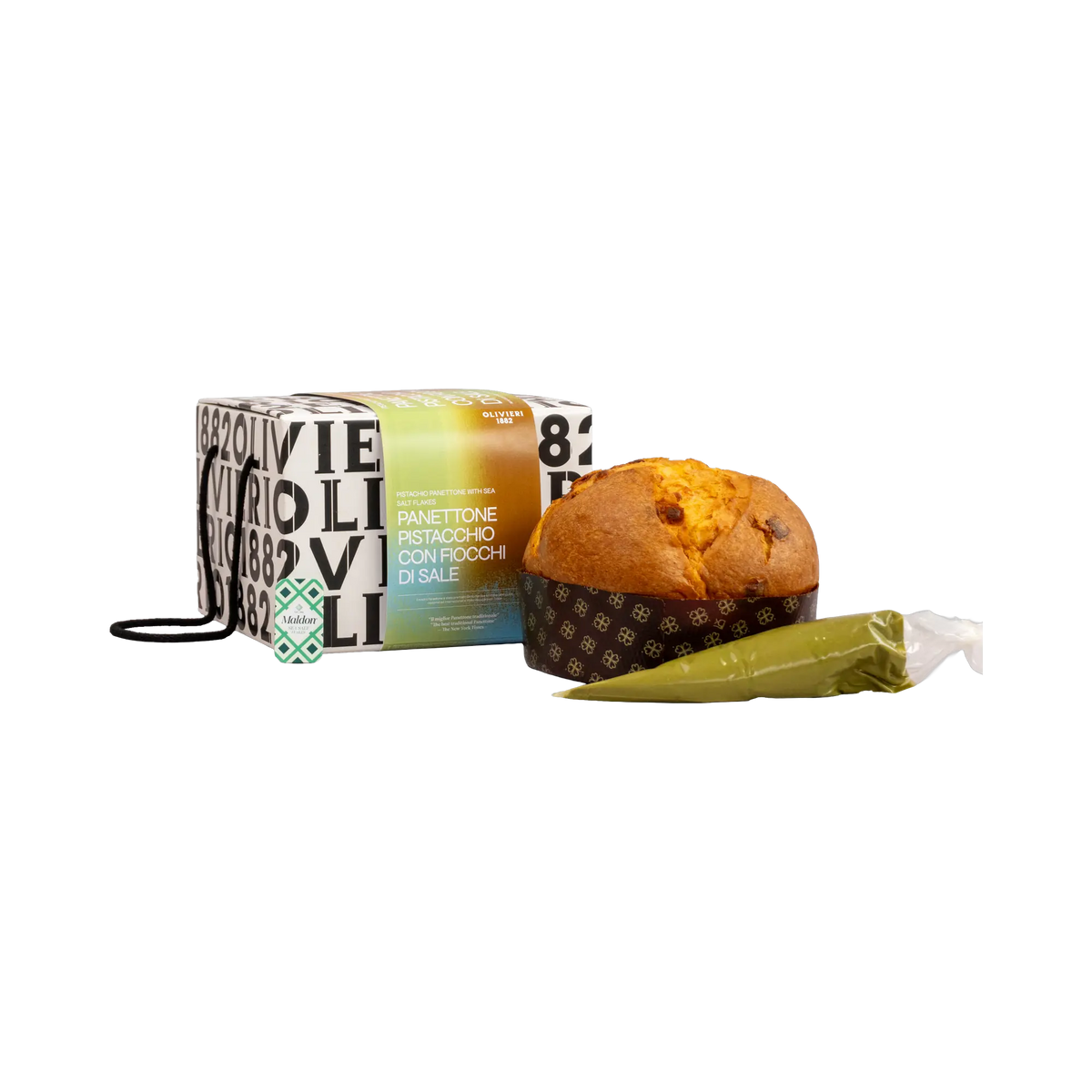 Olivieri 1882 Panettone al Pistacchio con Fiocchi di Sale 1000 g Geschenkverpackung