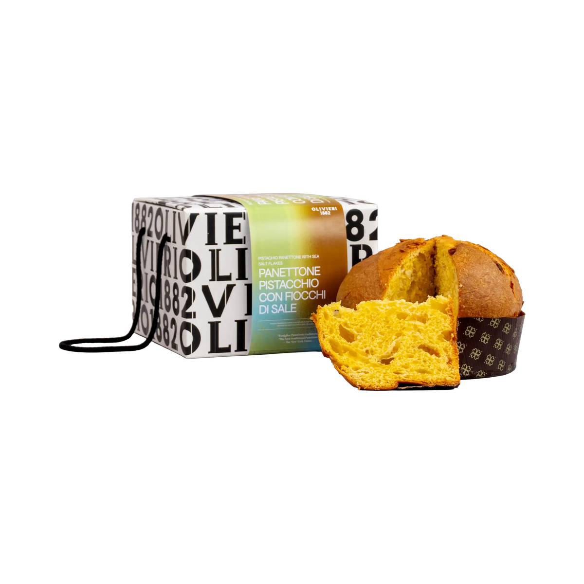Olivieri 1882 Panettone al Pistacchio con Fiocchi di Sale 1000 g Geschenkverpackung