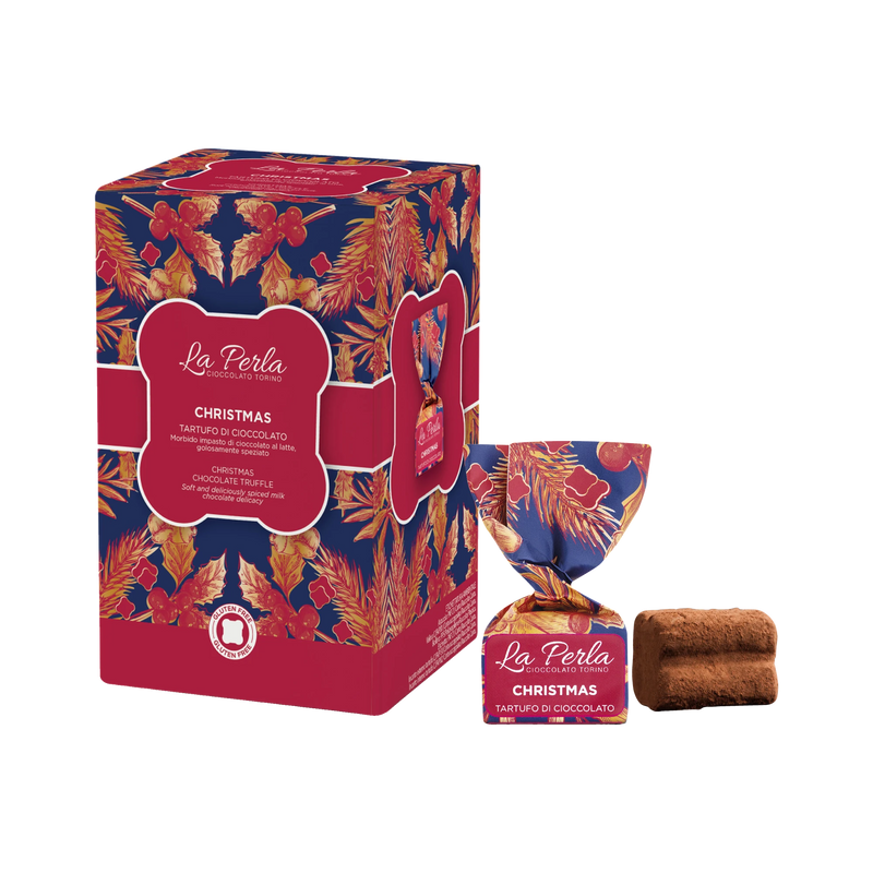 La Perla Tartufi Christmas Geschenkbox 150 g mit Tartufo verpackt und ausgepackt