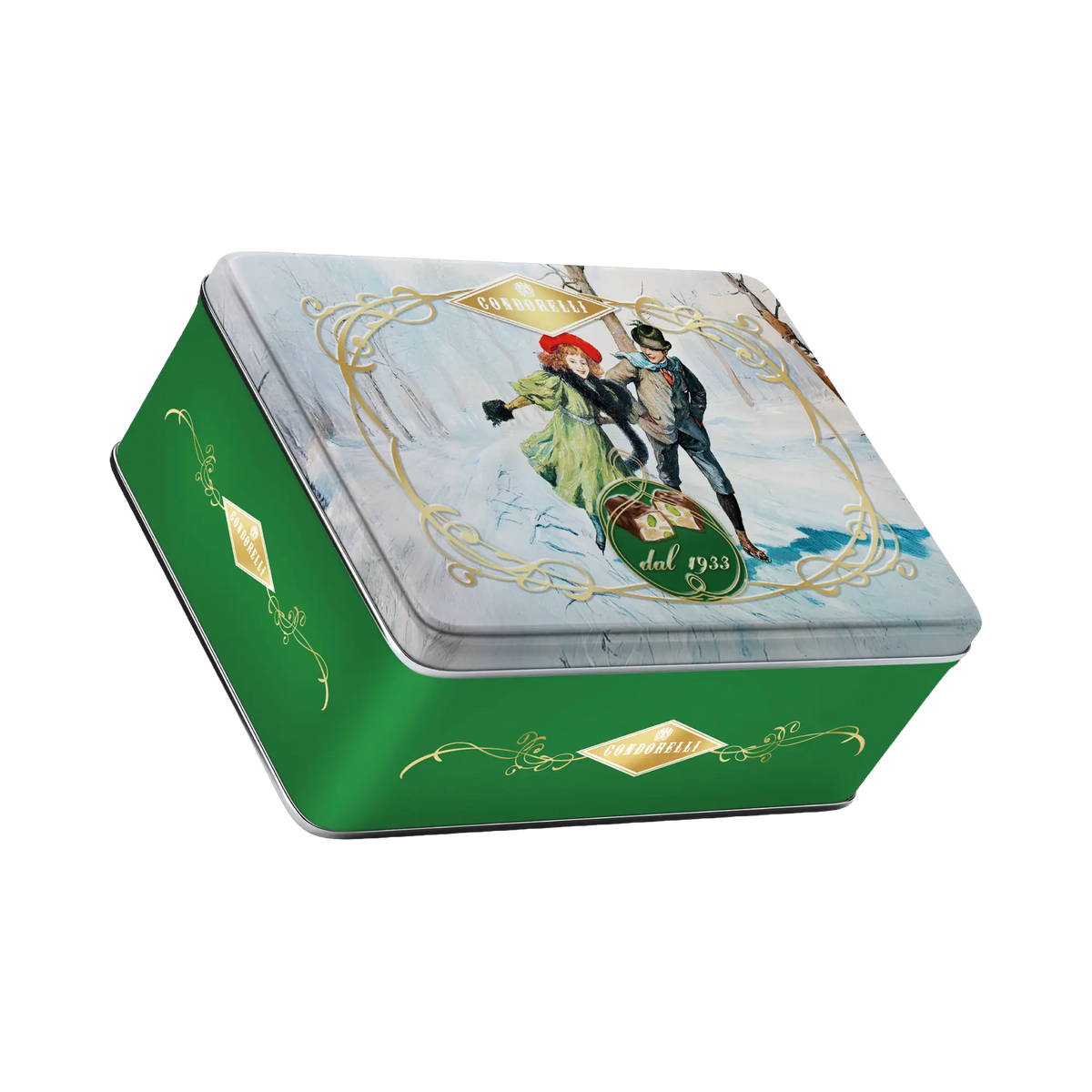 Condorelli Torroncini Nougat-Pralinen, Dose Verde der Linea Dal 1933 – Produktansicht 2