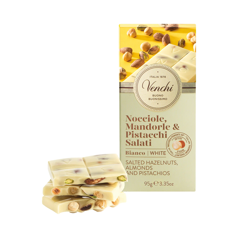 Venchi Cioccolato Bianco Nocciole, Mandorle & Pistacchi Salati Tafelschokolade
